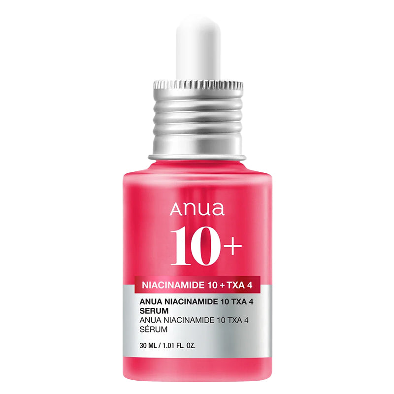 ANUA Niacinamide 10% + TXA 4% Serum 30ml dropper bottle with pink serum, front view