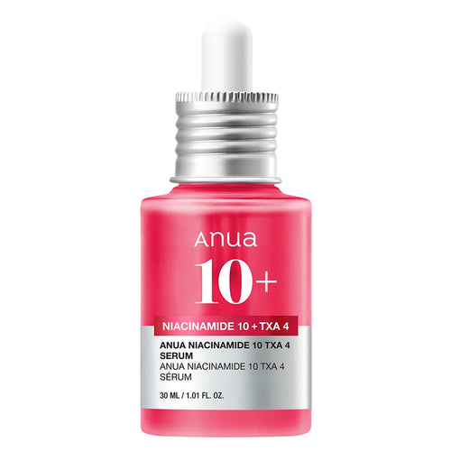 ANUA Niacinamide 10% + TXA 4% Serum 30ml dropper bottle with pink serum, front view