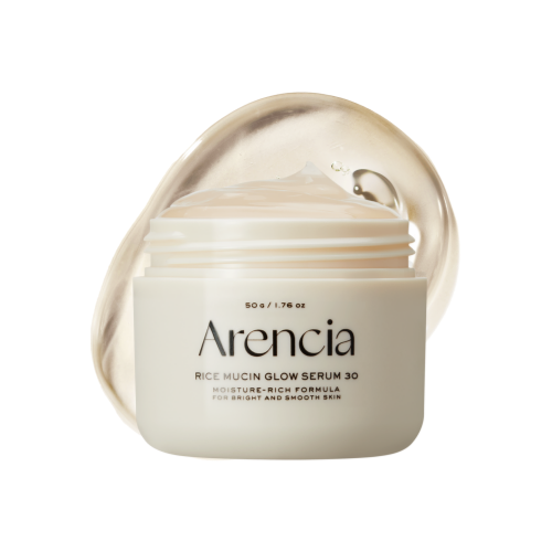 Arencia Rice Mucin Glow Serum bottle, front view