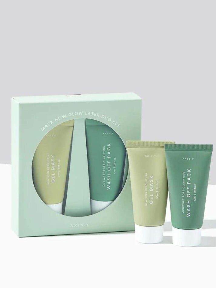 AXIS-Y Mask Now Glow Later Set with mugwort pore clarifying pack and glow mask