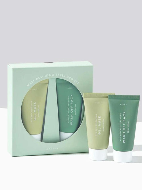AXIS-Y Mask Now Glow Later Set with mugwort pore clarifying pack and glow mask