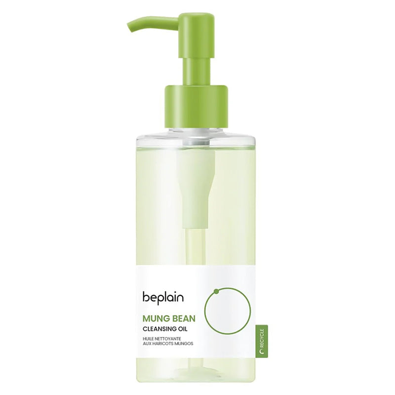 beplain Mung Bean Cleansing Oil 200ml pump bottle, front view