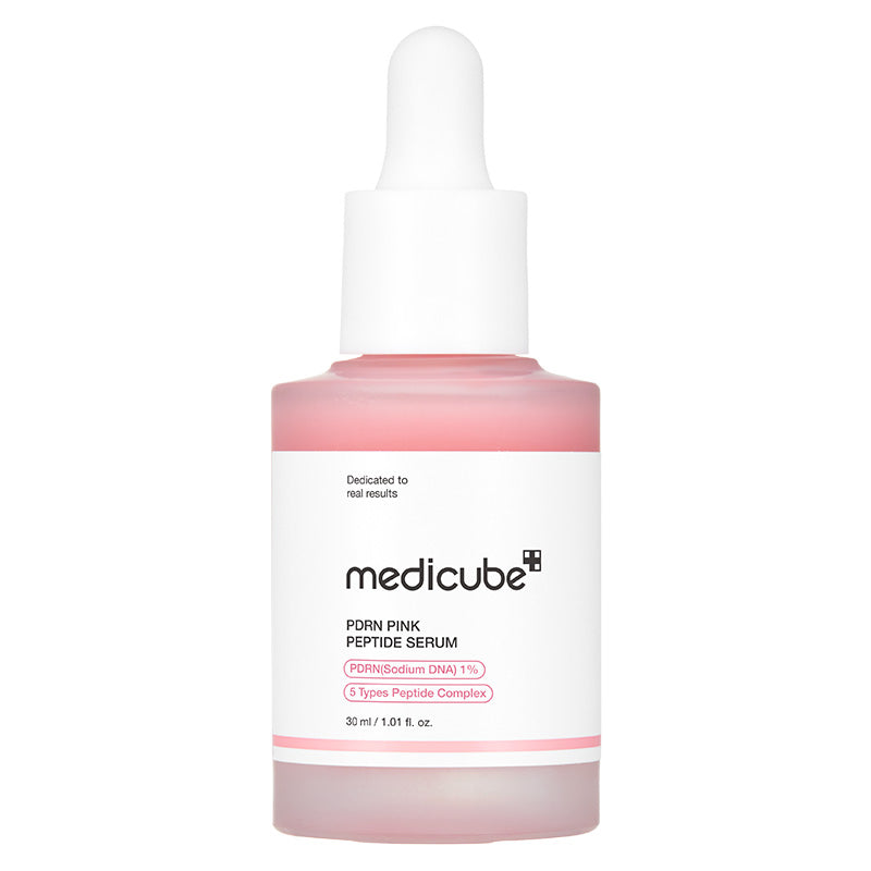 Medicube PDRN Pink Peptide Serum 30ml dropper bottle, front view