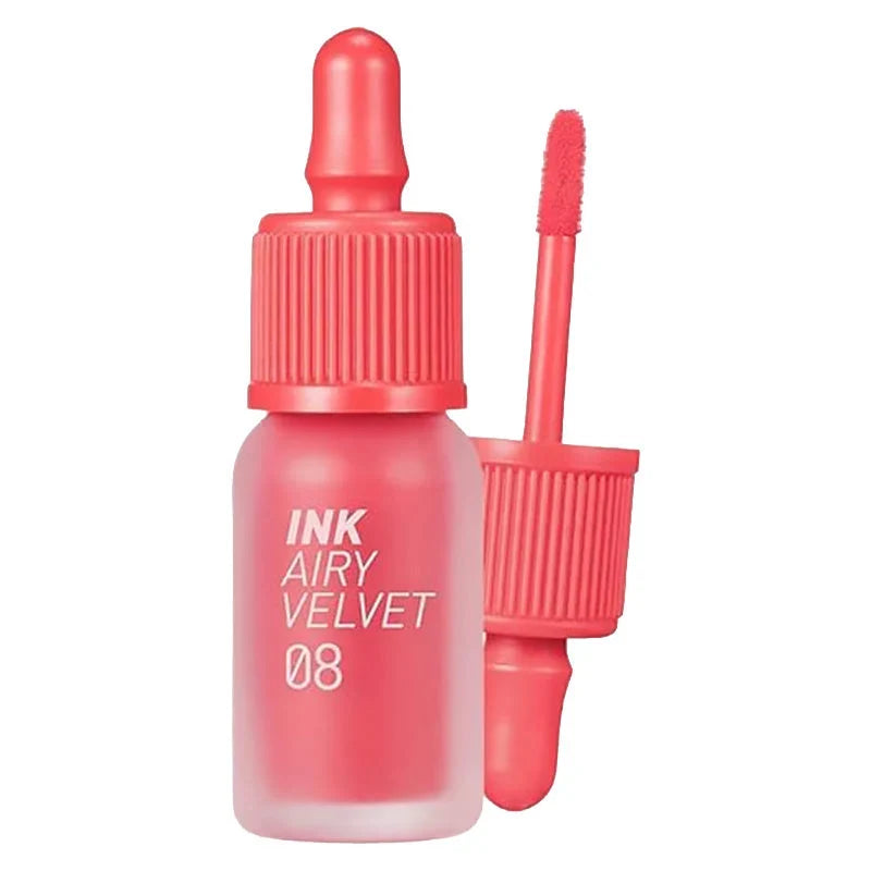 Peripera Ink Airy Velvet 008 Pretty Orange Pink lip tint tube, front view