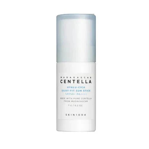 SKIN1004 Centella Hyalu-Cica Silky-Fit Sun Stick 7g, uncapped, showing the solid stick