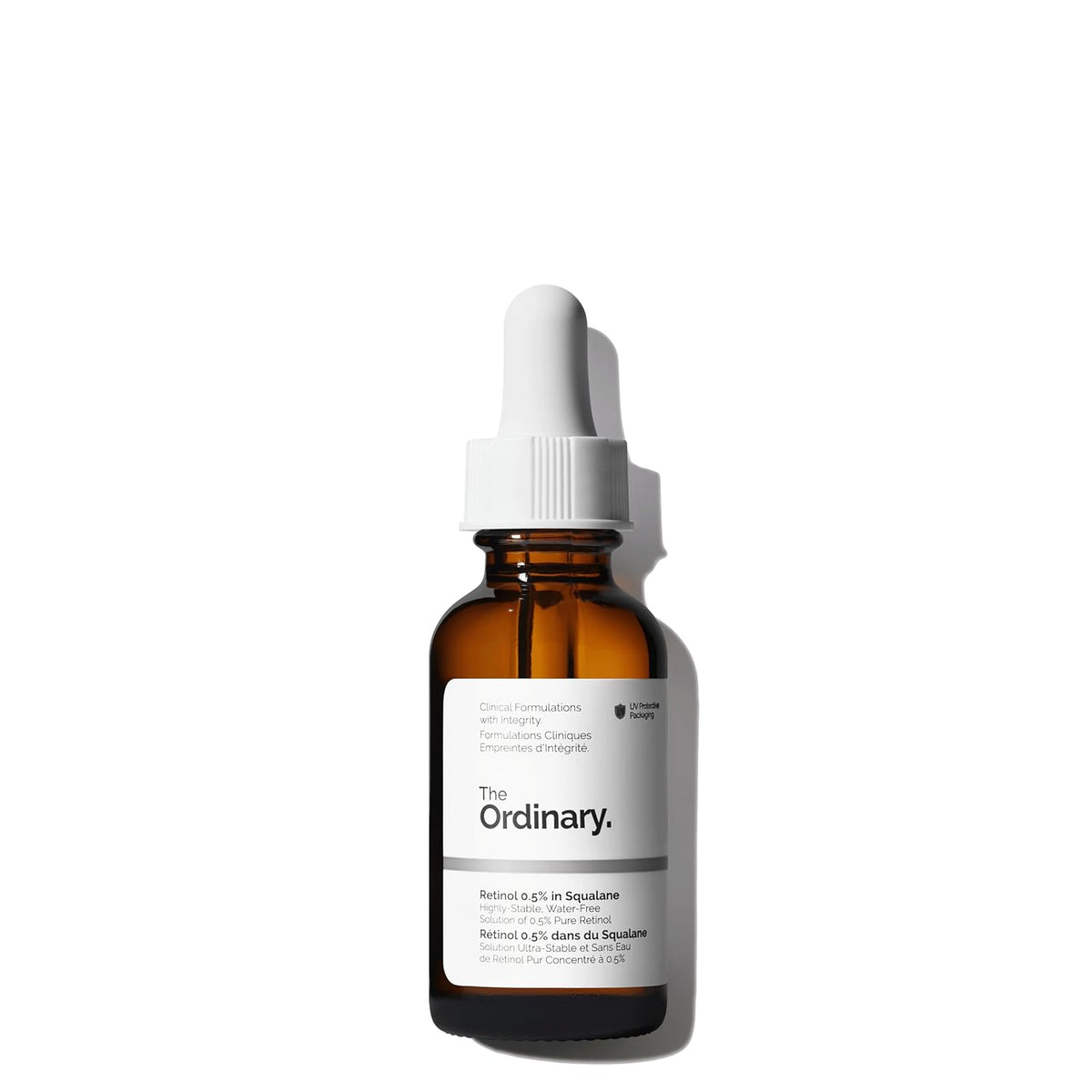 The Ordinary Retinol 0.5% in Squalane 30ml dropper bottle, front view